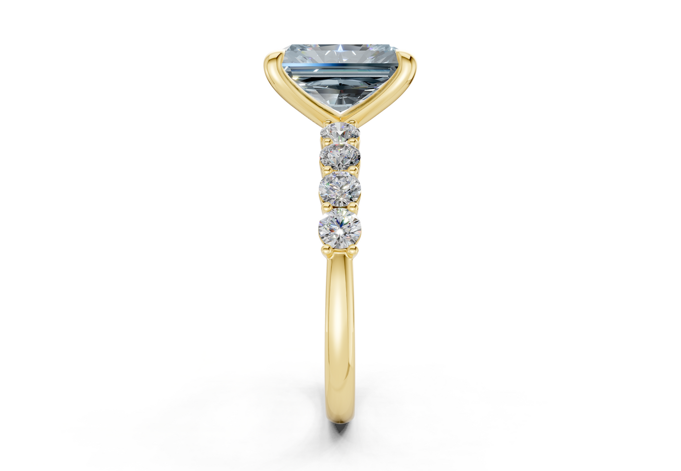 Arabella Blue Diamond Accent Radiant Cut 2mm Engagement Ring