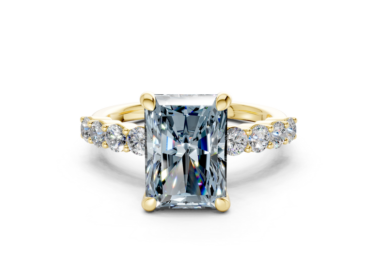 Arabella Blue Diamond Accent Radiant Cut 2mm Engagement Ring