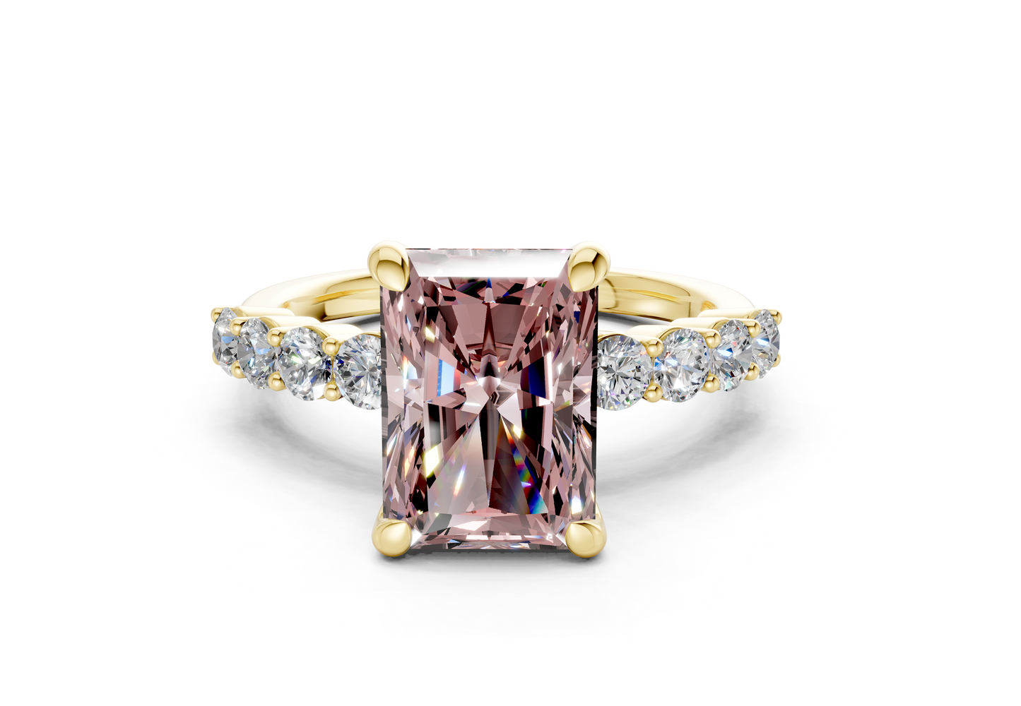 Arabella Pink Diamond Accent Radiant Cut 2mm Engagement Ring