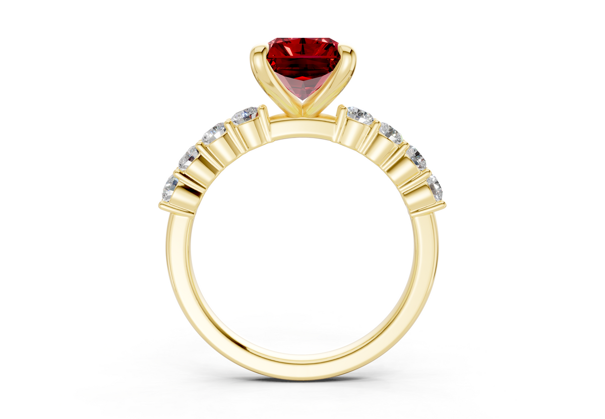Arabella Ruby Gemstone Accent Radiant Cut 2mm Engagement Ring