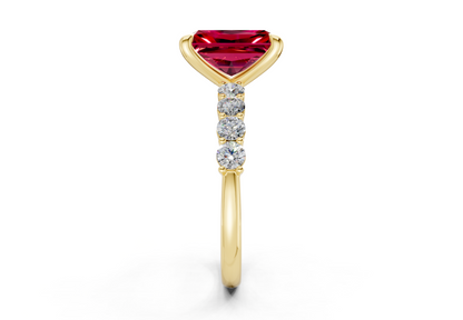Arabella Ruby Gemstone Accent Radiant Cut 2mm Engagement Ring