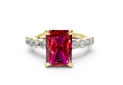 Arabella Ruby Gemstone Accent Radiant Cut 2mm Engagement Ring