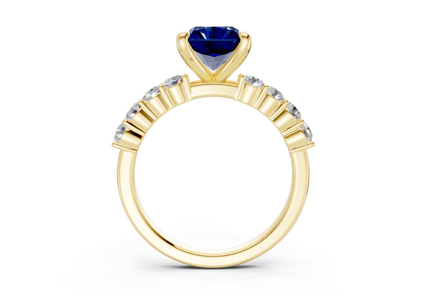 Arabella Sapphire Gemstone Accent Radiant Cut 2mm Engagement Ring