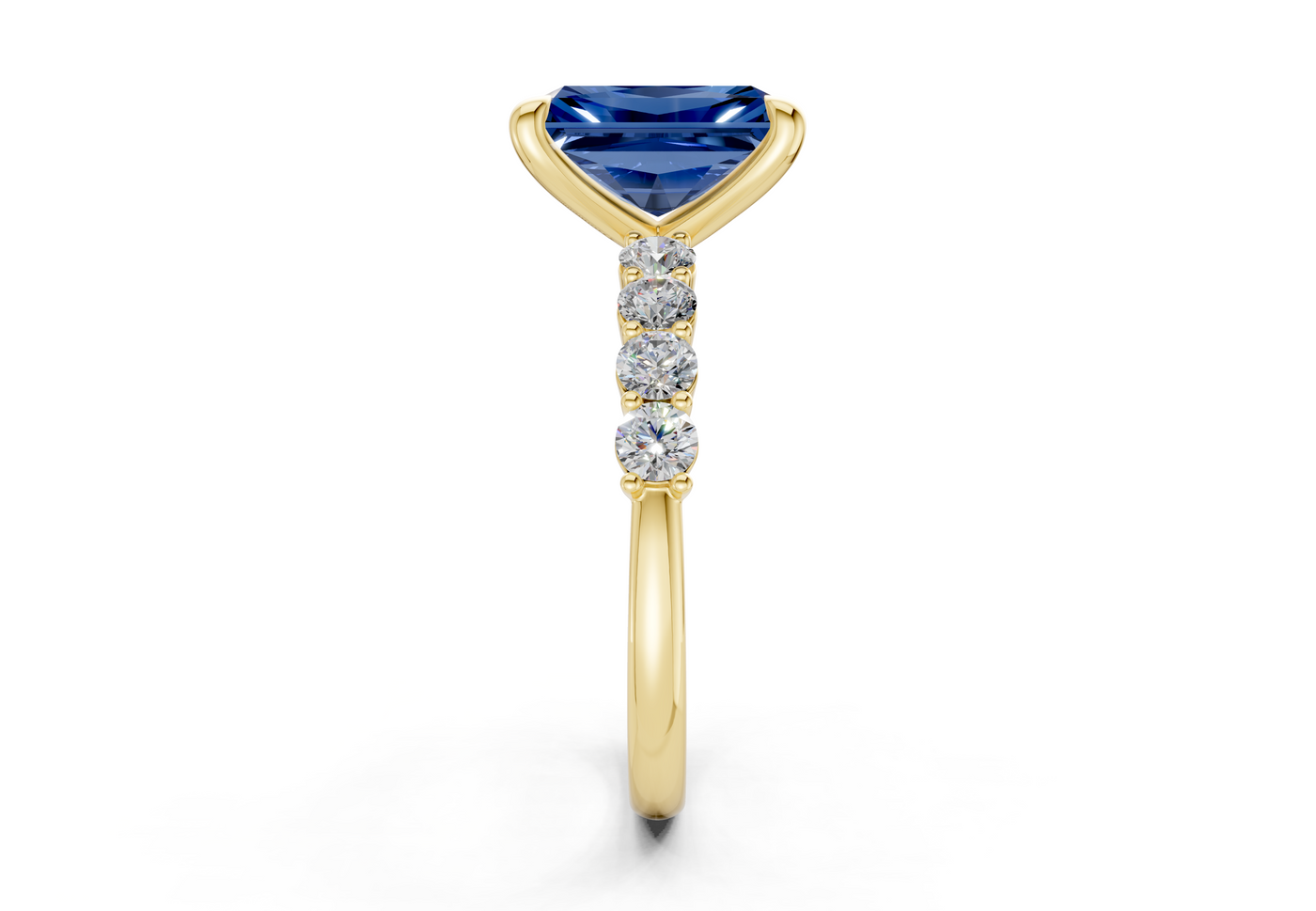 Arabella Sapphire Gemstone Accent Radiant Cut 2mm Engagement Ring