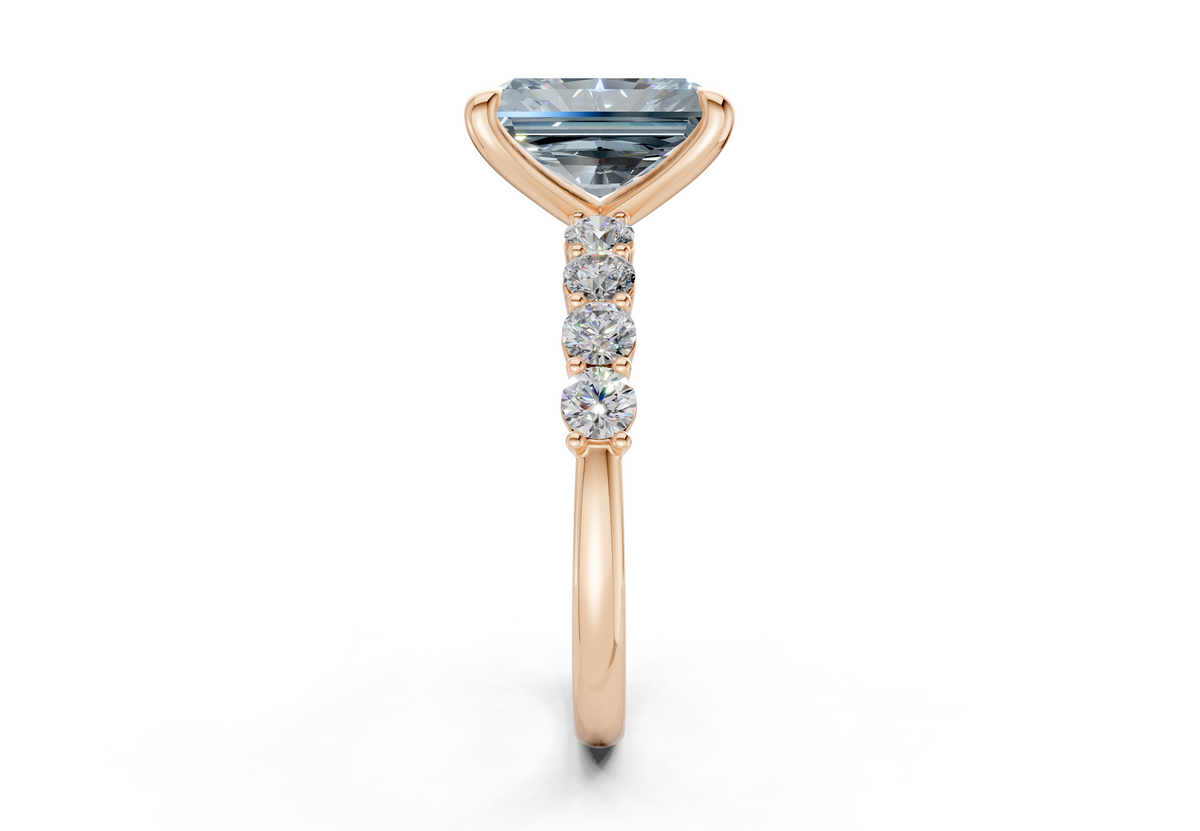 Arabella Blue Diamond Accent Radiant Cut 2mm Engagement Ring