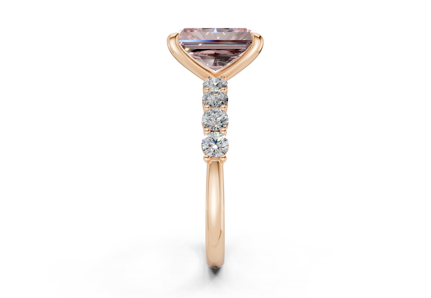 Arabella Pink Diamond Accent Radiant Cut 2mm Engagement Ring