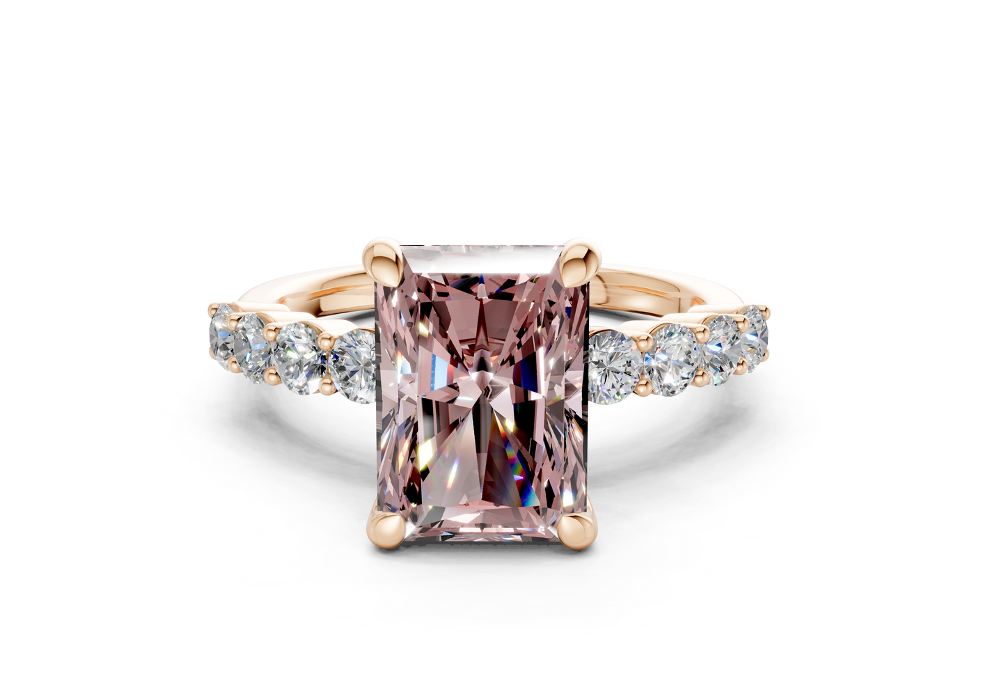 Arabella Pink Diamond Accent Radiant Cut 2mm Engagement Ring