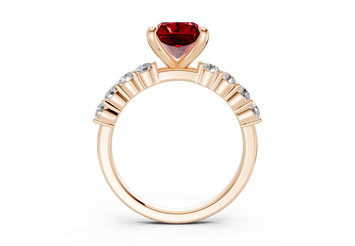 Arabella Ruby Gemstone Accent Radiant Cut 2mm Engagement Ring