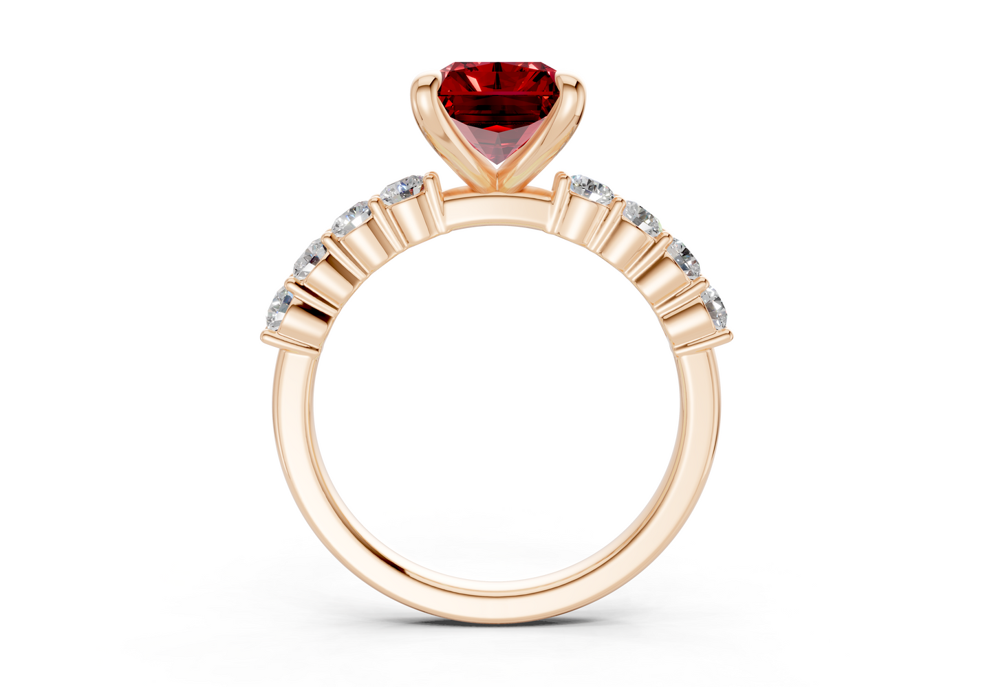 Arabella Ruby Gemstone Accent Radiant Cut 2mm Engagement Ring