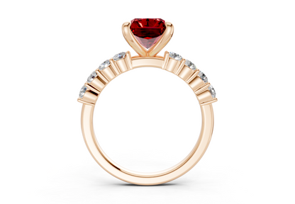 Arabella Ruby Gemstone Accent Radiant Cut 2mm Engagement Ring