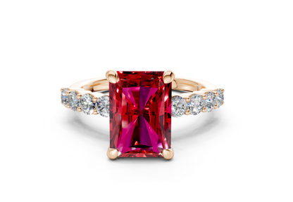 Arabella Ruby Gemstone Accent Radiant Cut 2mm Engagement Ring