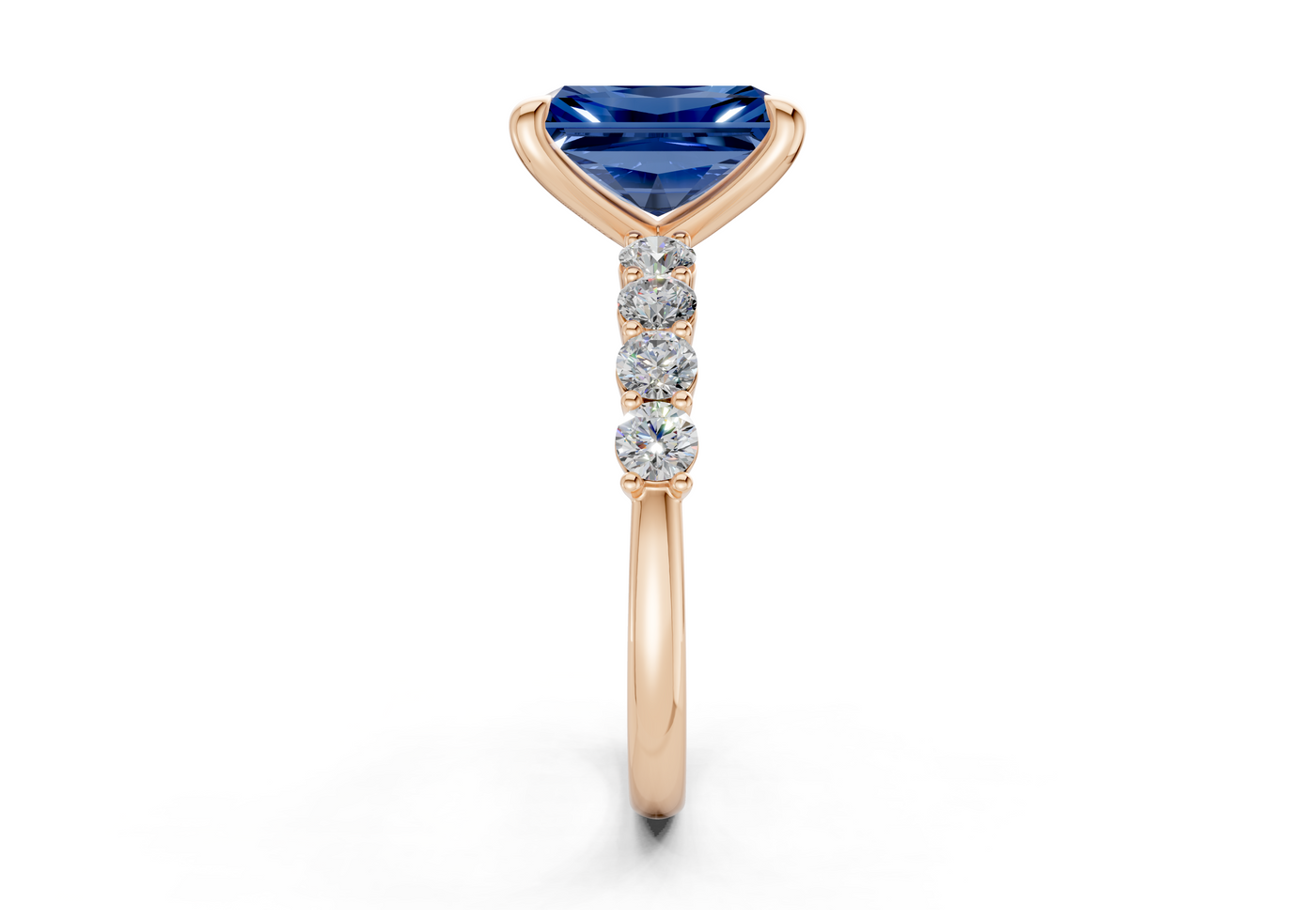 Arabella Sapphire Gemstone Accent Radiant Cut 2mm Engagement Ring