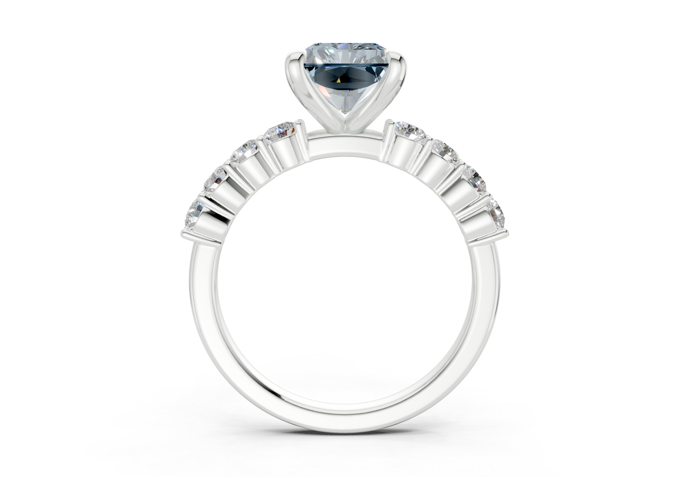 Arabella Blue Diamond Accent Radiant Cut 2mm Engagement Ring