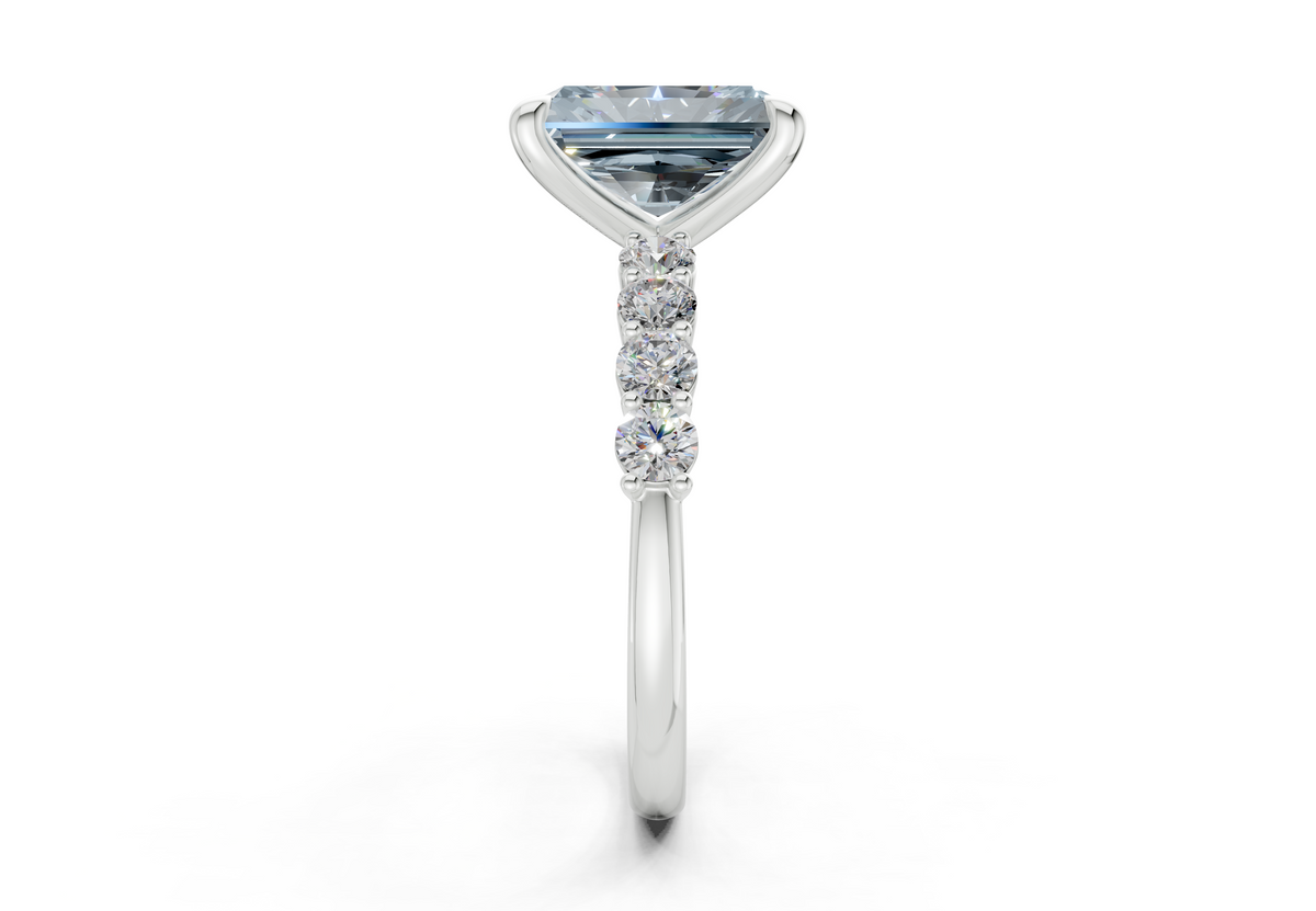 Arabella Blue Diamond Accent Radiant Cut 2mm Engagement Ring