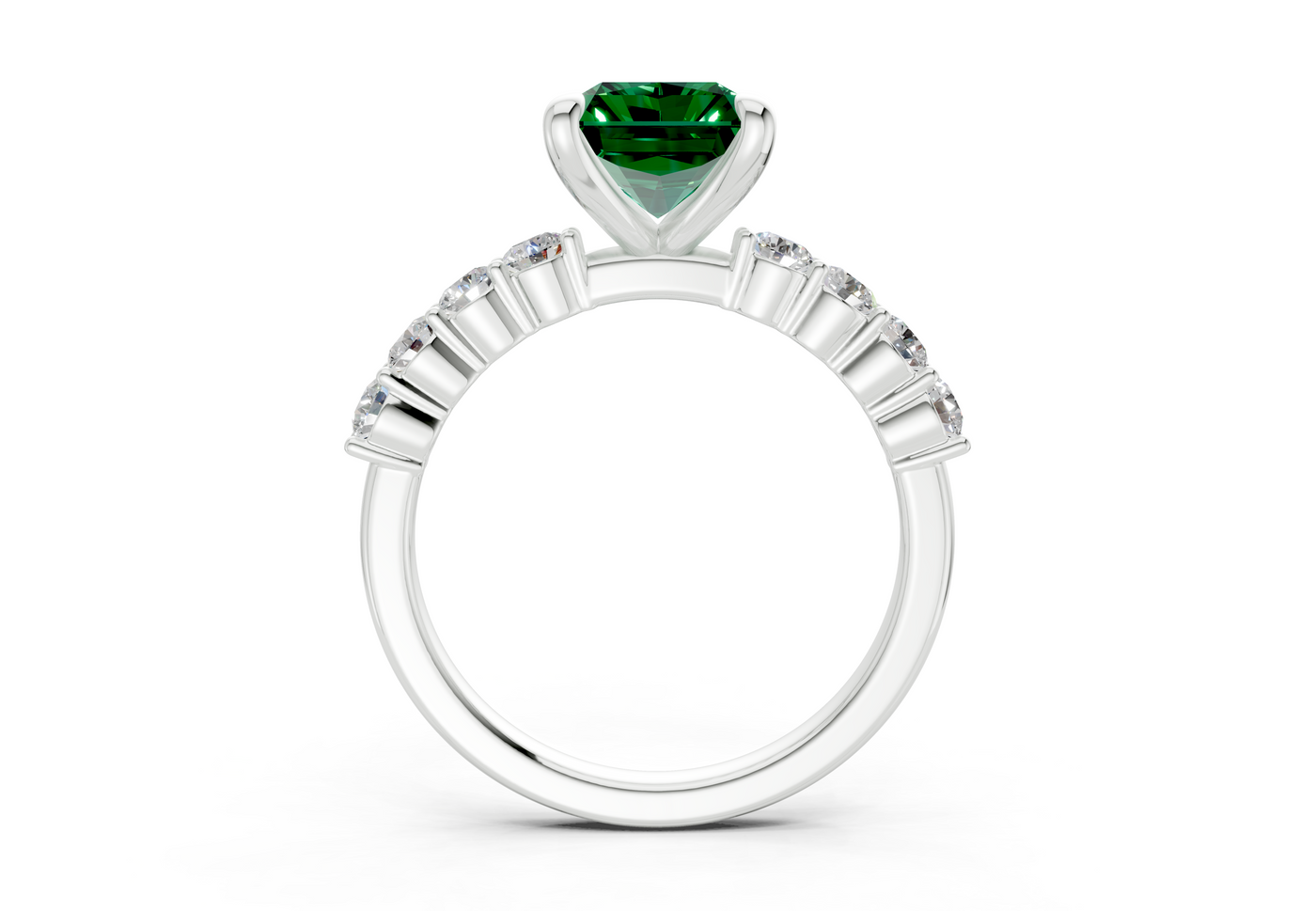 Arabella Emerald Gemstone Accent Radiant Cut 2mm Engagement Ring