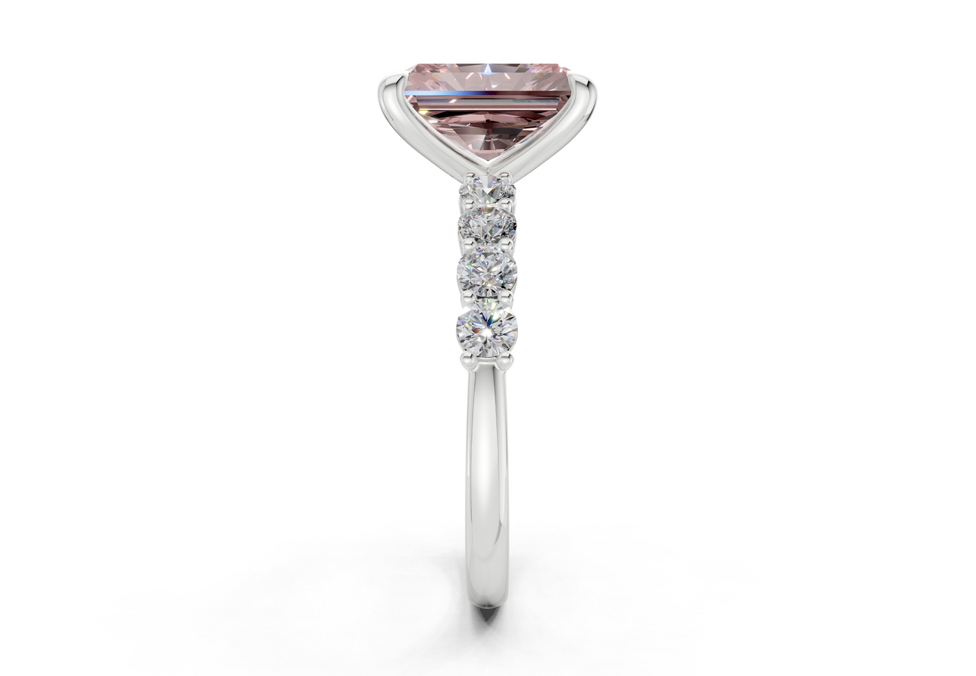 Arabella Pink Diamond Accent Radiant Cut 2mm Engagement Ring