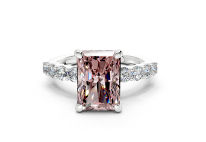 Arabella Pink Diamond Accent Radiant Cut 2mm Engagement Ring