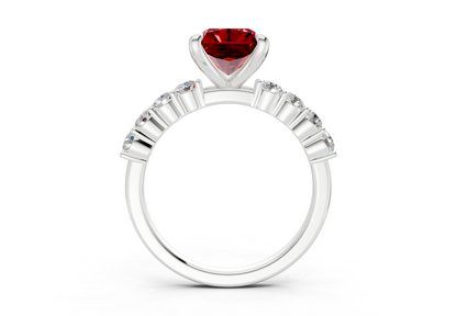 Arabella Ruby Gemstone Accent Radiant Cut 2mm Engagement Ring