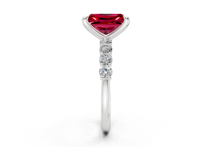 Arabella Ruby Gemstone Accent Radiant Cut 2mm Engagement Ring