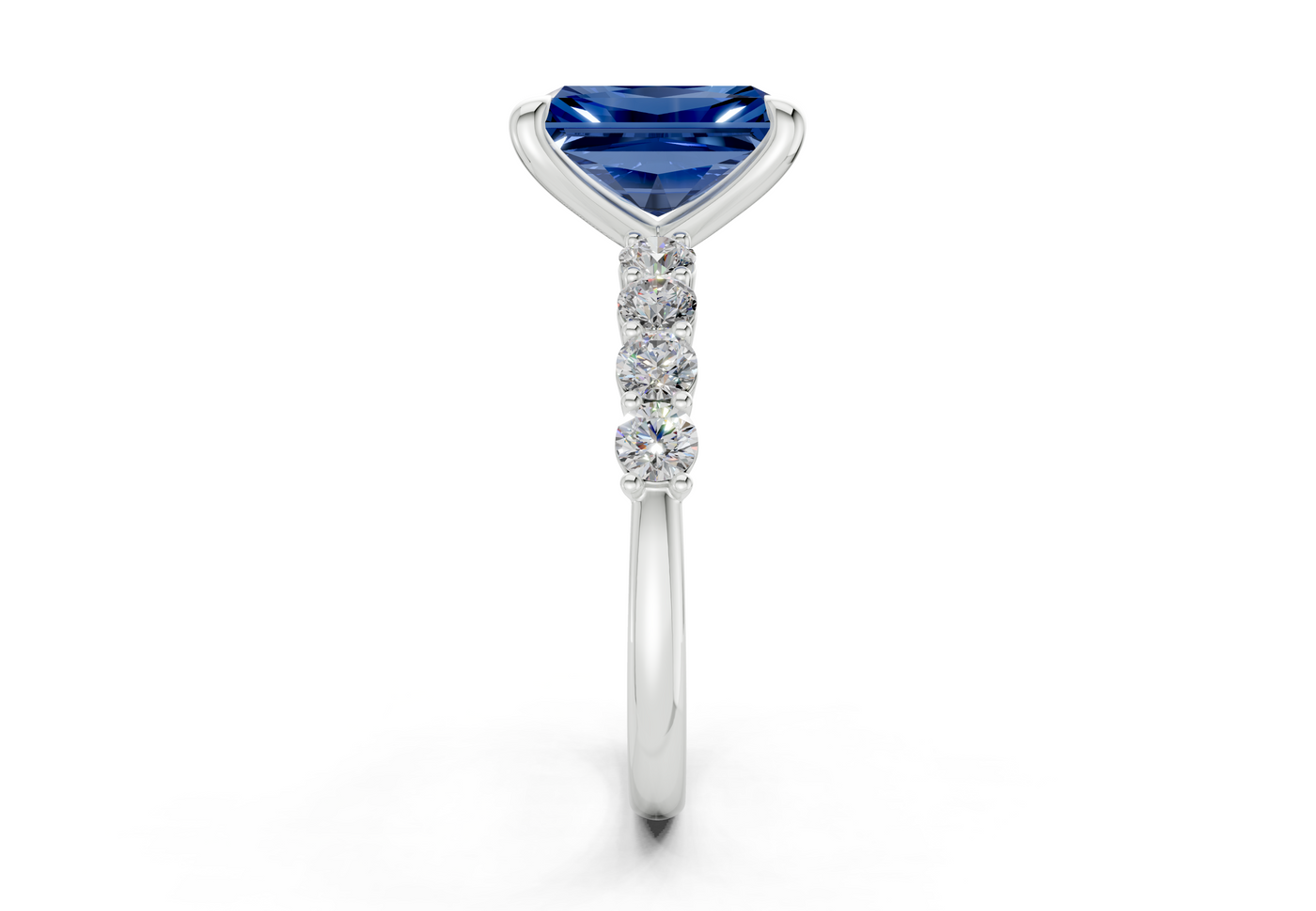 Arabella Sapphire Gemstone Accent Radiant Cut 2mm Engagement Ring
