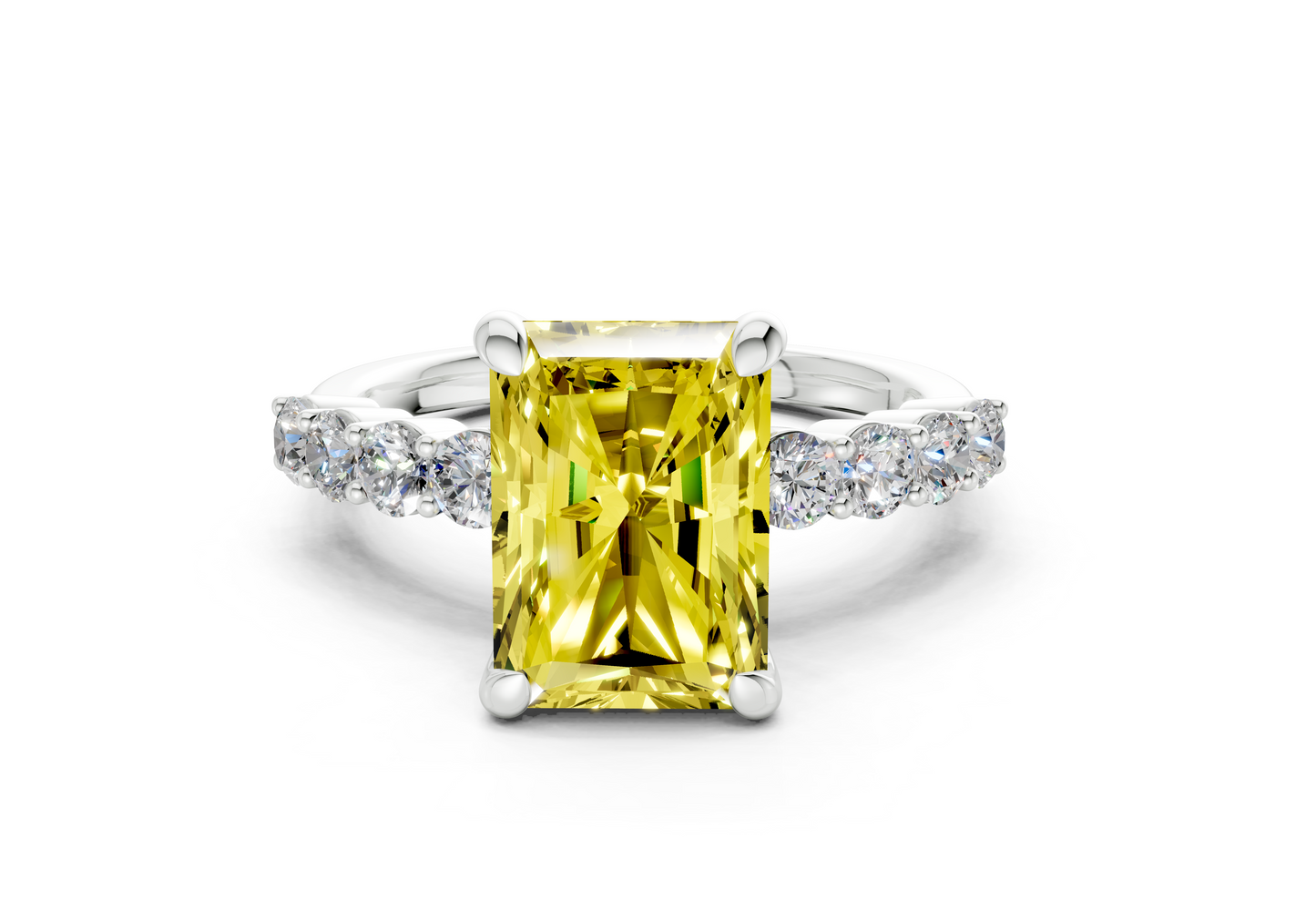 Arabella Yellow Diamond Accent Radiant Cut 2mm Engagement Ring
