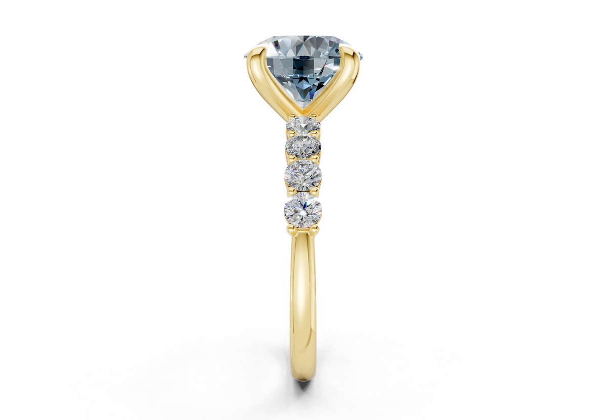 Arabella Blue Diamond Accent Round Cut 2mm Engagement Ring
