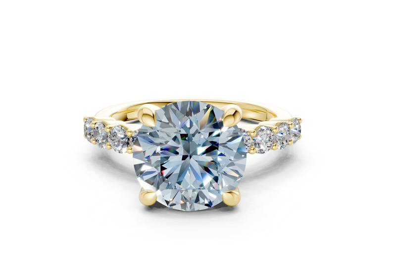 Arabella Blue Diamond Accent Round Cut 2mm Engagement Ring