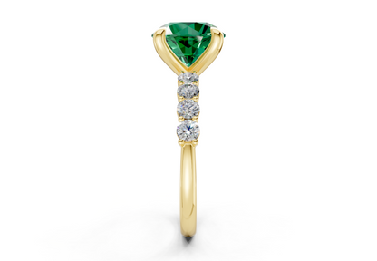 Arabella Emerald Gemstone Accent Round Cut 2mm Engagement Ring