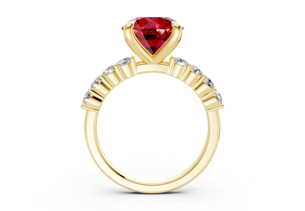 Arabella Ruby Gemstone Accent Round Cut 2mm Engagement Ring