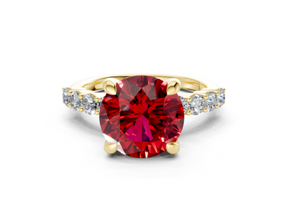 Arabella Ruby Gemstone Accent Round Cut 2mm Engagement Ring