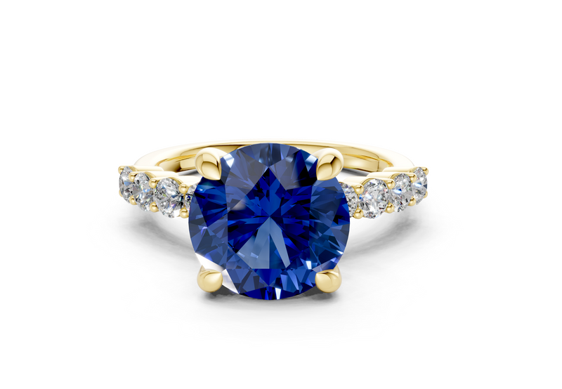 Arabella Sapphire Gemstone Accent Round Cut 2mm Engagement Ring