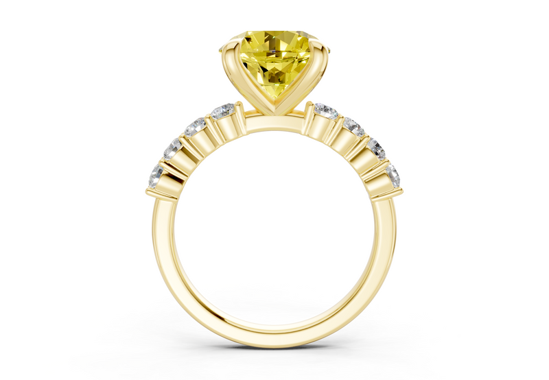 Arabella Yellow Diamond Accent Round Cut 2mm Engagement Ring