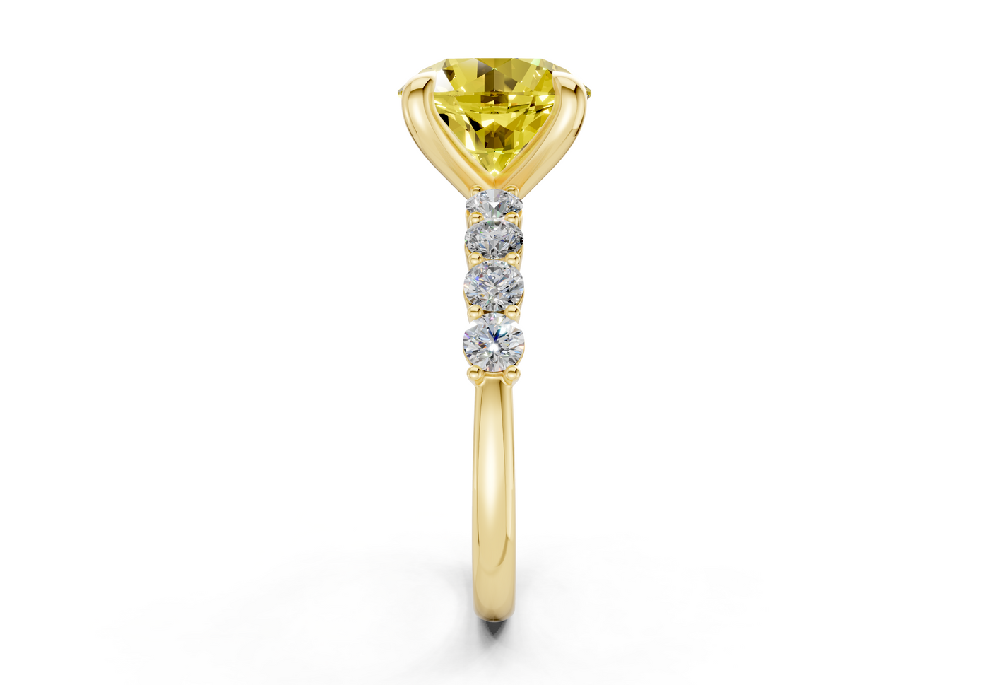 Arabella Yellow Diamond Accent Round Cut 2mm Engagement Ring
