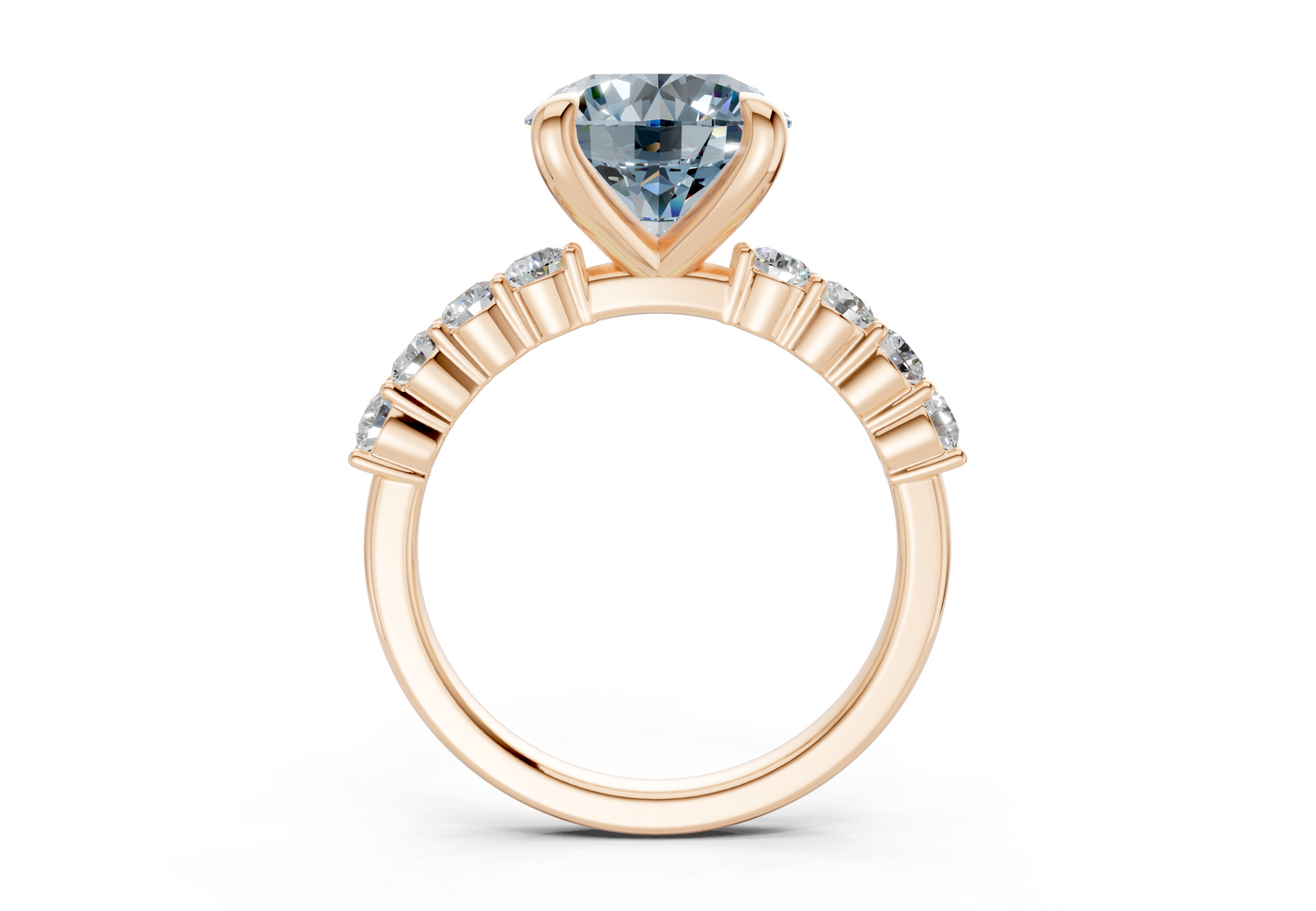 Arabella Blue Diamond Accent Round Cut 2mm Engagement Ring