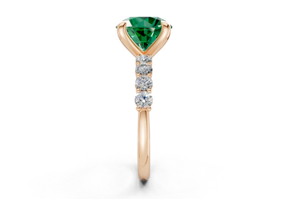 Arabella Emerald Gemstone Accent Round Cut 2mm Engagement Ring