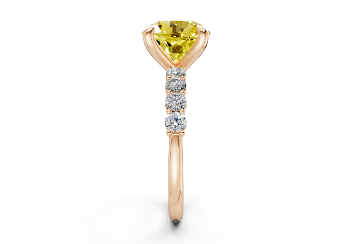 Arabella Yellow Diamond Accent Round Cut 2mm Engagement Ring