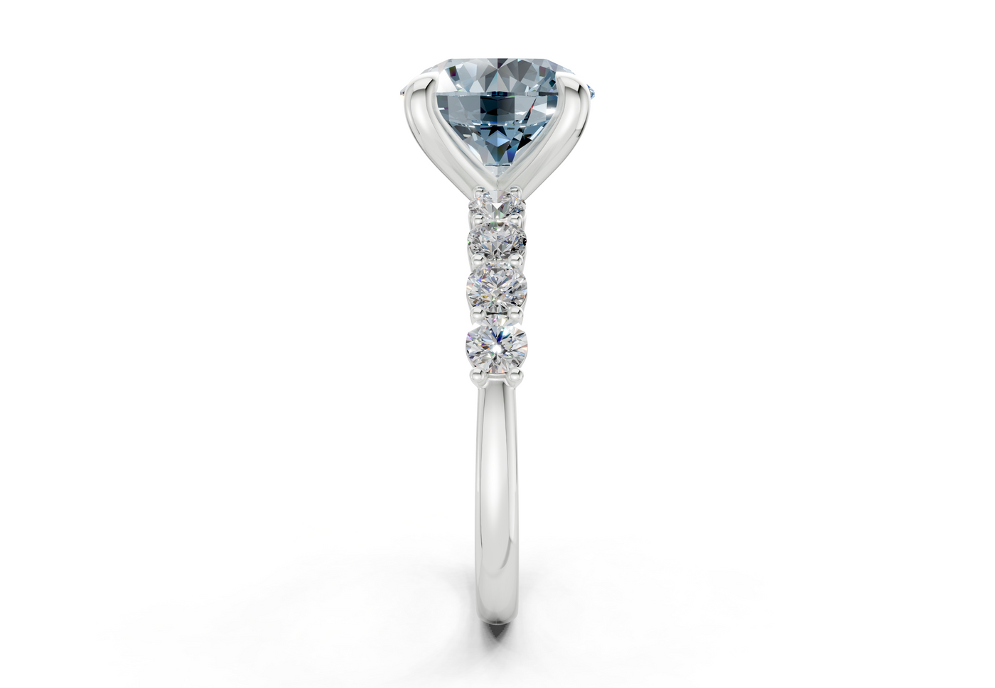 Arabella Blue Diamond Accent Round Cut 2mm Engagement Ring