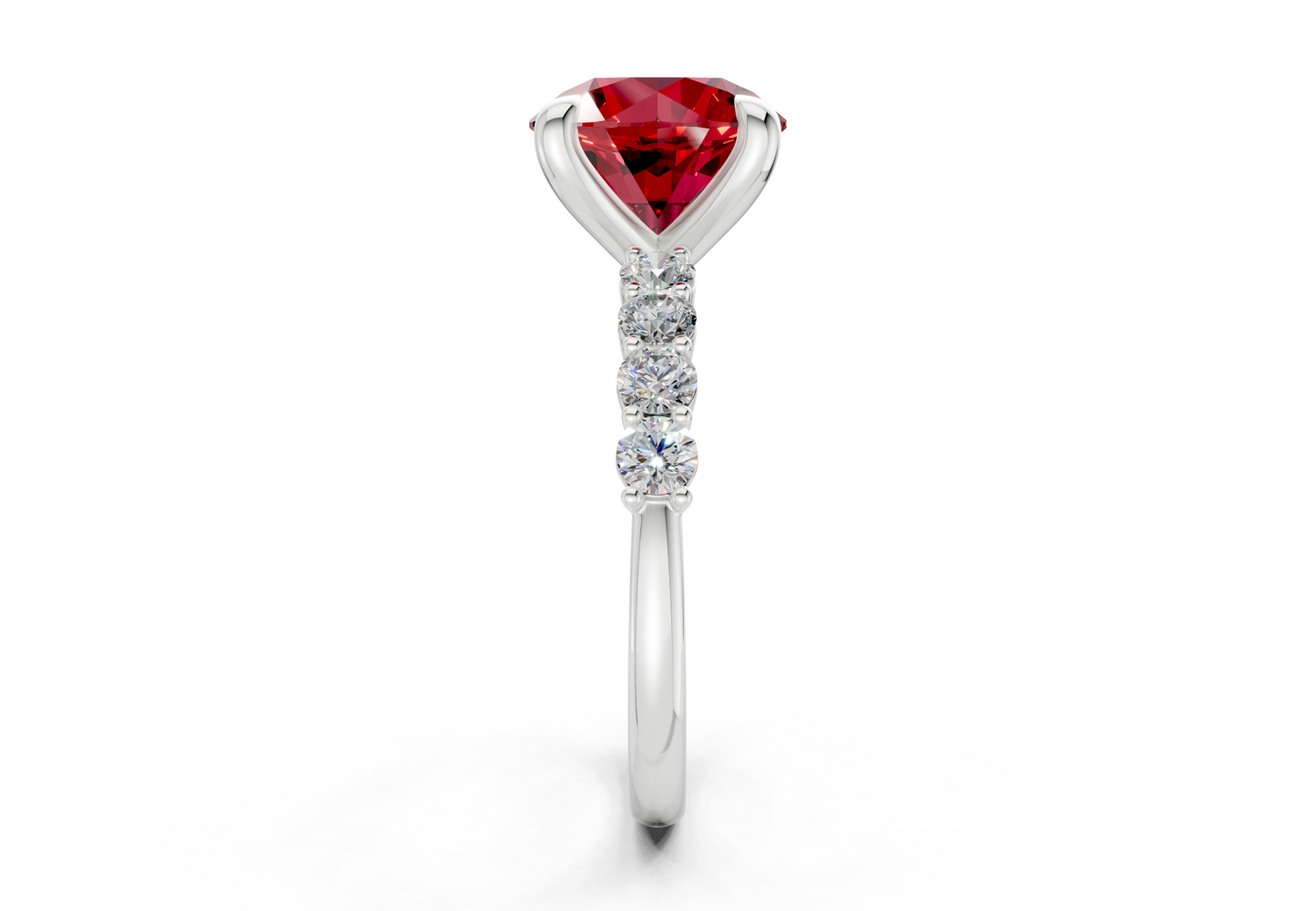 Arabella Ruby Gemstone Accent Round Cut 2mm Engagement Ring