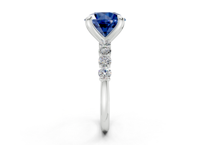 Arabella Sapphire Gemstone Accent Round Cut 2mm Engagement Ring