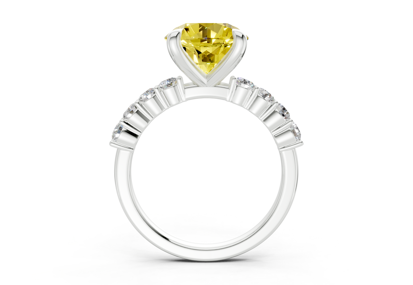 Arabella Yellow Diamond Accent Round Cut 2mm Engagement Ring