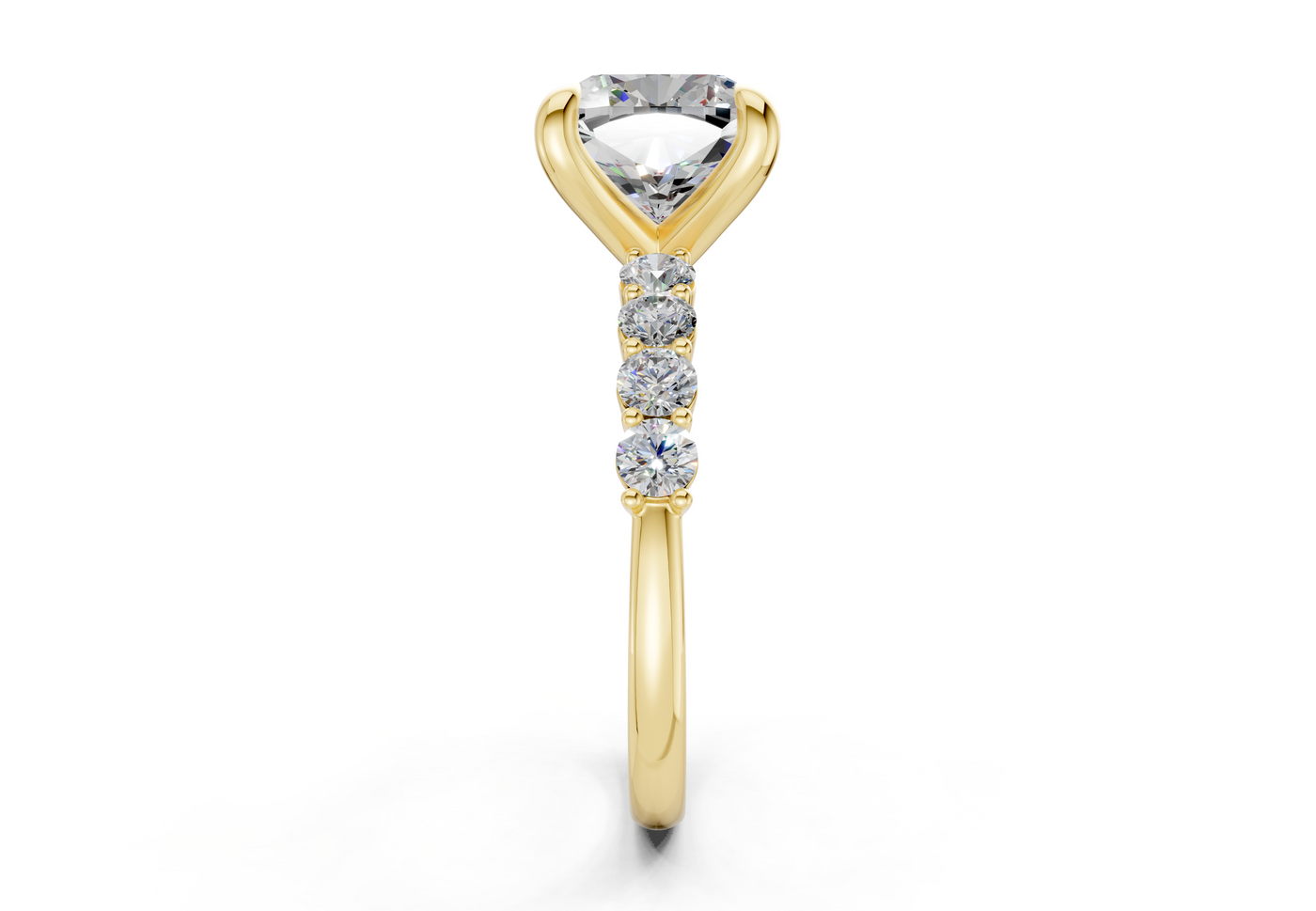 Arabella Diamond Accent Cushion Square Cut 2mm Engagement Ring