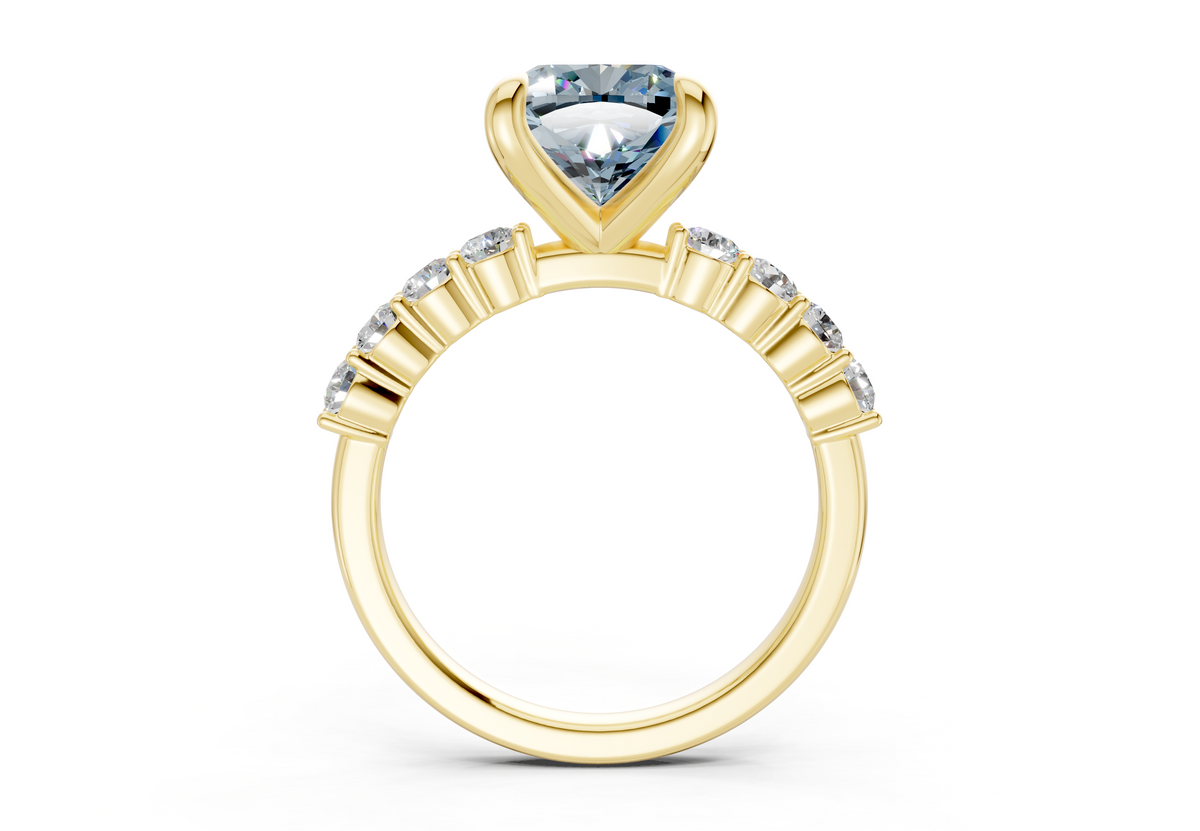 Arabella Blue Diamond Accent Cushion Square Cut 2mm Engagement Ring
