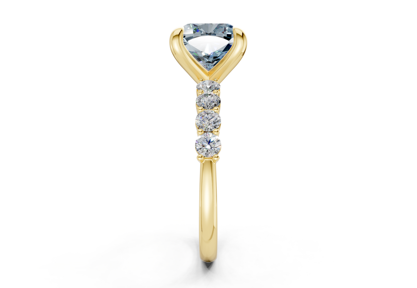 Arabella Blue Diamond Accent Cushion Square Cut 2mm Engagement Ring