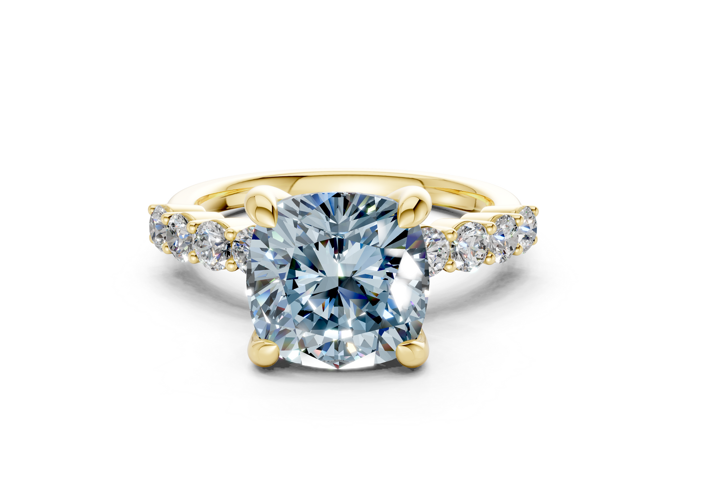 Arabella Blue Diamond Accent Cushion Square Cut 2mm Engagement Ring