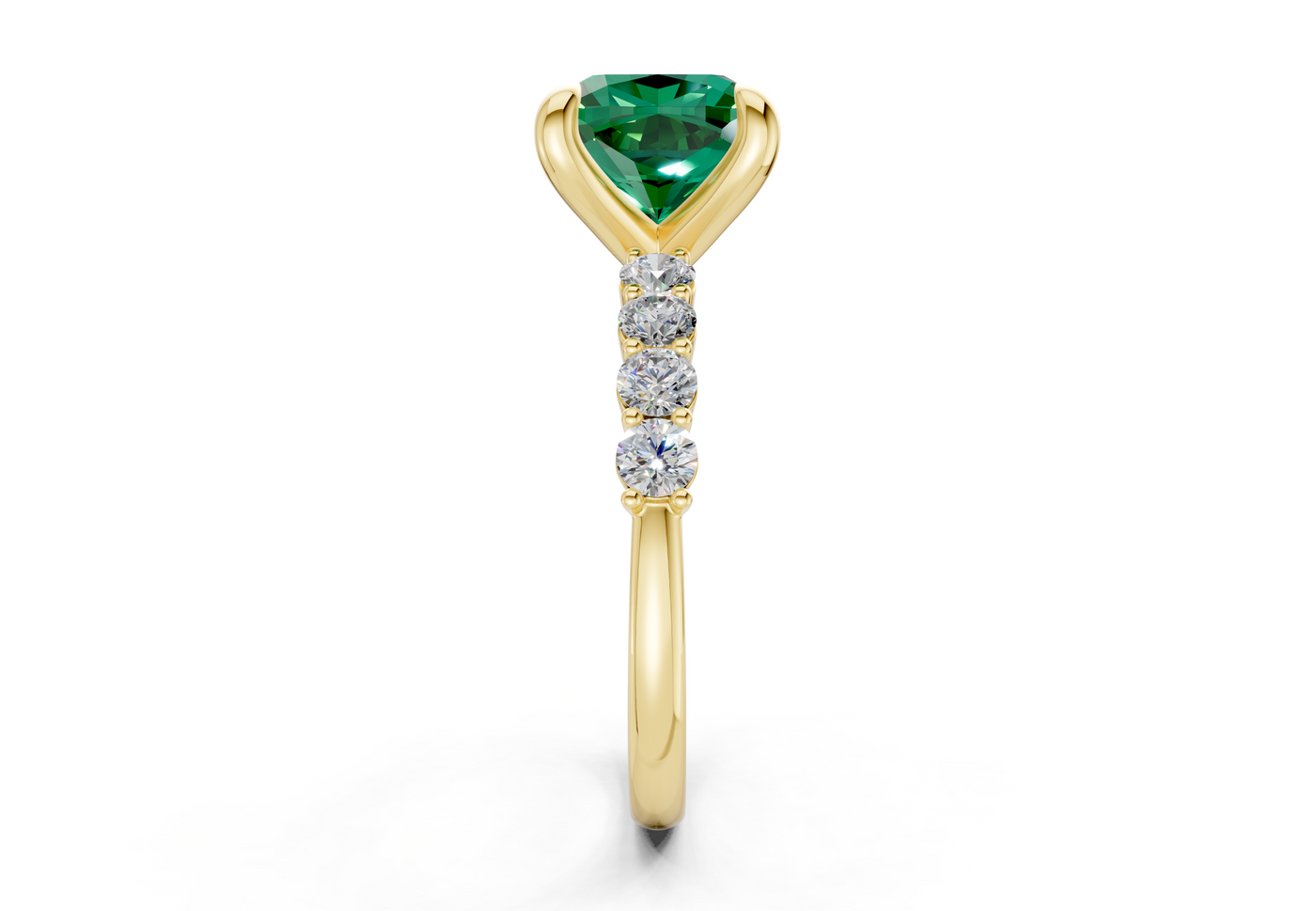 Arabella Emerald Gemstone Accent Cushion Square Cut 2mm Engagement Ring