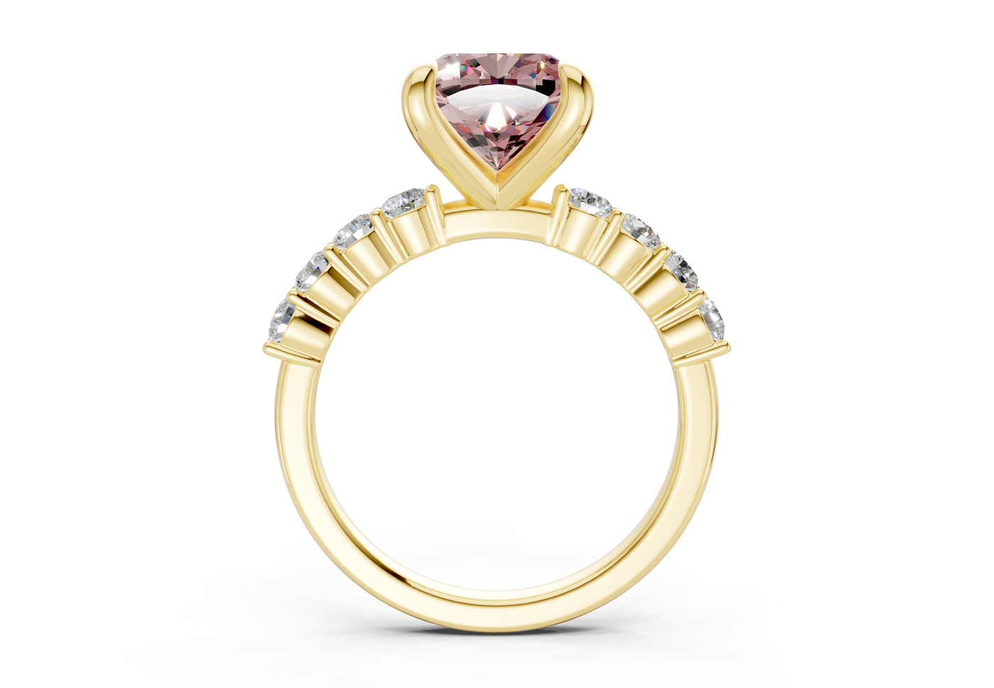 Arabella Pink Diamond Accent Cushion Square Cut 2mm Engagement Ring