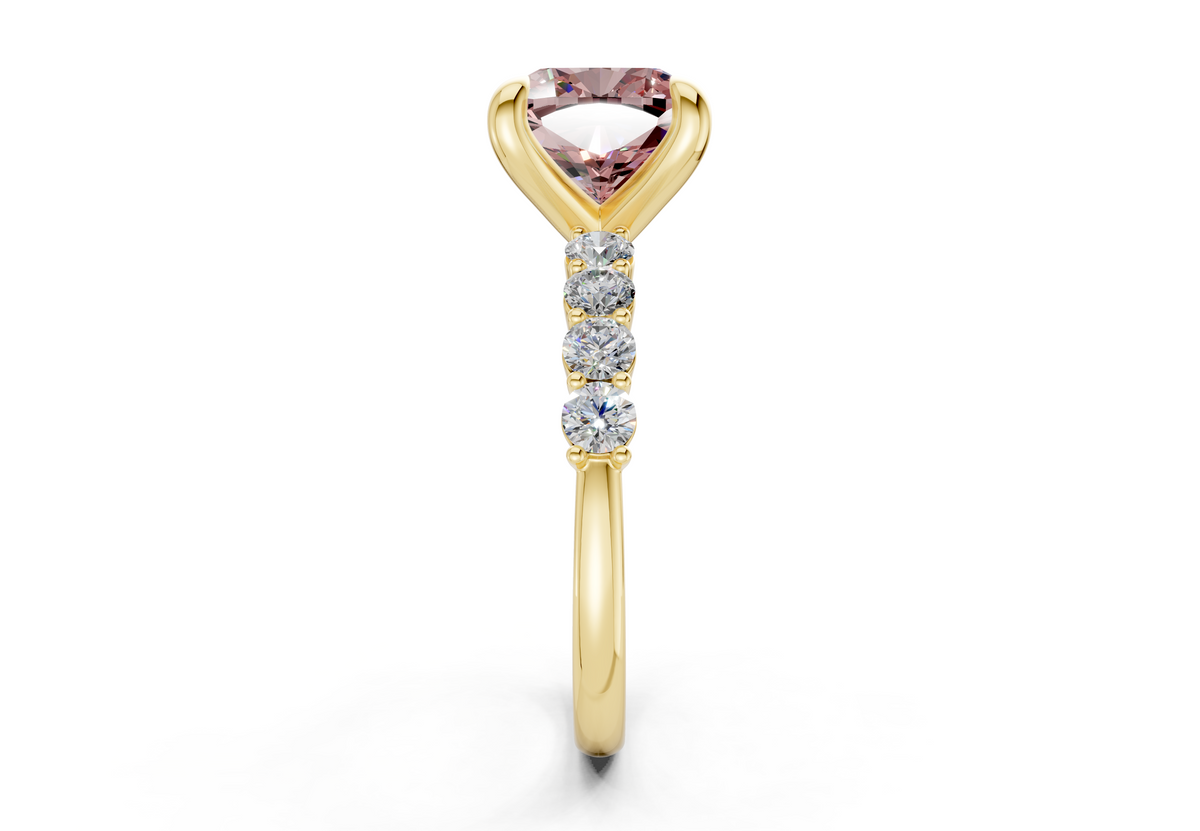 Arabella Pink Diamond Accent Cushion Square Cut 2mm Engagement Ring