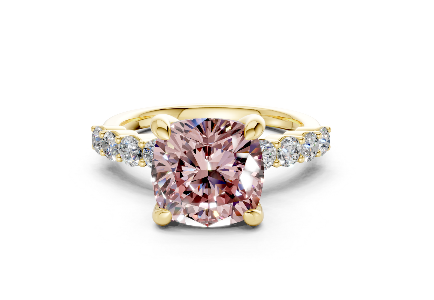 Arabella Pink Diamond Accent Cushion Square Cut 2mm Engagement Ring