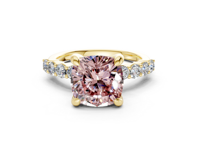 Arabella Pink Diamond Accent Cushion Square Cut 2mm Engagement Ring