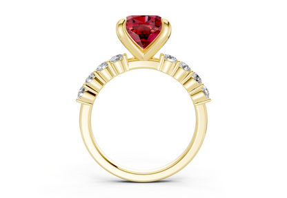 Arabella Ruby Gemstone Accent Cushion Square Cut 2mm Engagement Ring